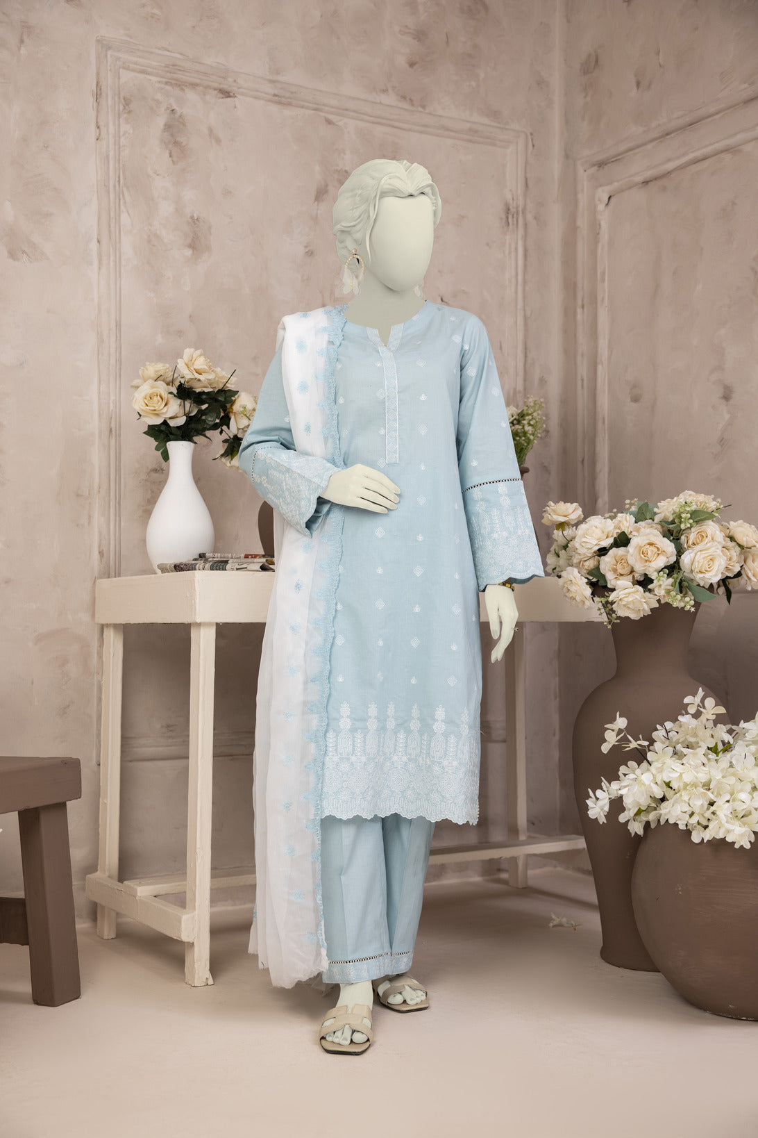 NPS2059 Embroidered Lawn Suit - Stitched 2 Pc