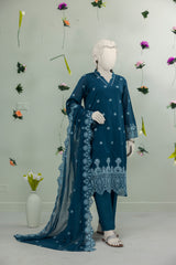 NUS3132 Schiffli Embroidered Lawn Suit - 3 Pc