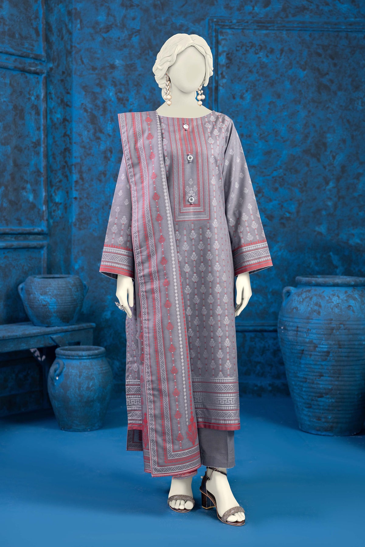 NPWJ3019 - Khaddar Jacquard Suit - Stitched 3 Pc