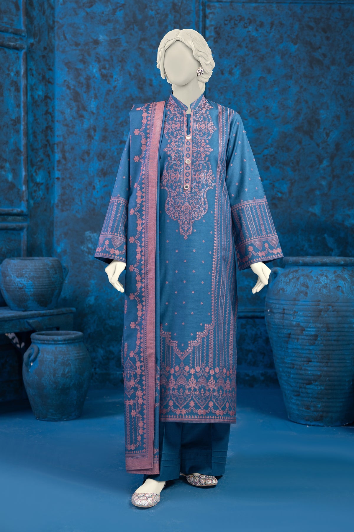 NUW3036 - Festive Jacquard Khaddar Suit 3Pc