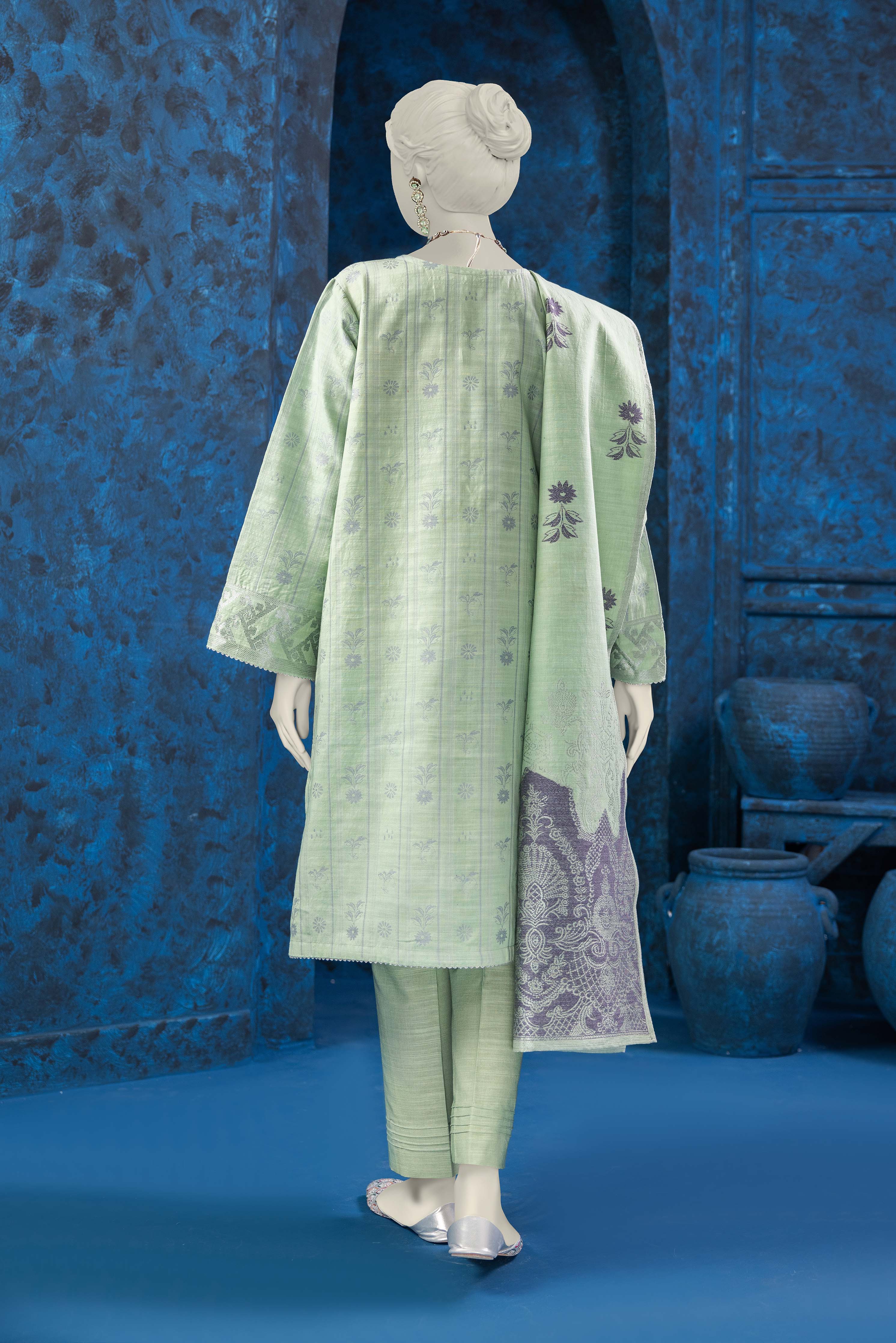 NPWJ3015 - Khaddar Jacquard Suit - Stitched 3 Pc