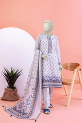 NUS3096 Digital Printed Lawn Suit - 3Pc