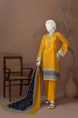 NUS3128 Digital Printed Lawn Suit - 3Pc