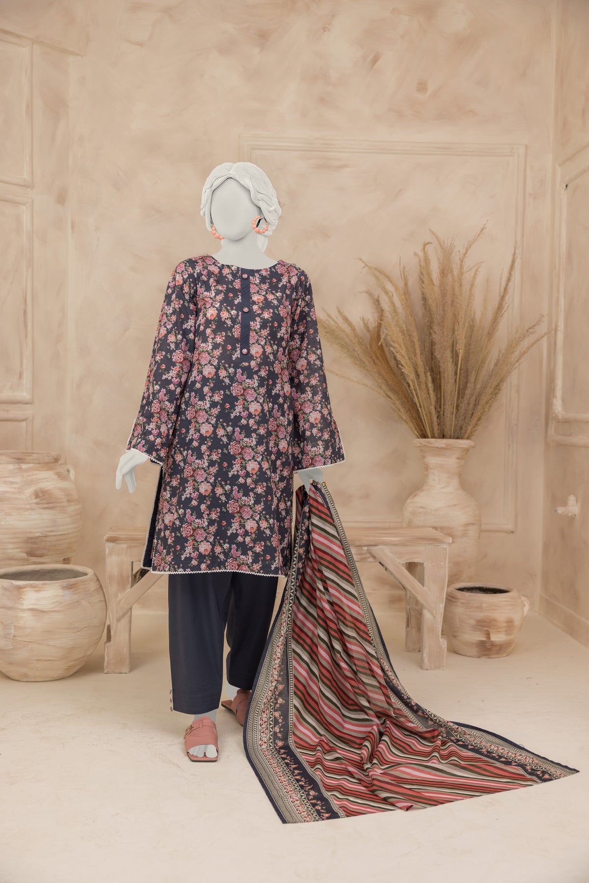 NUS3118 Digital Printed Lawn Suit - 3Pc