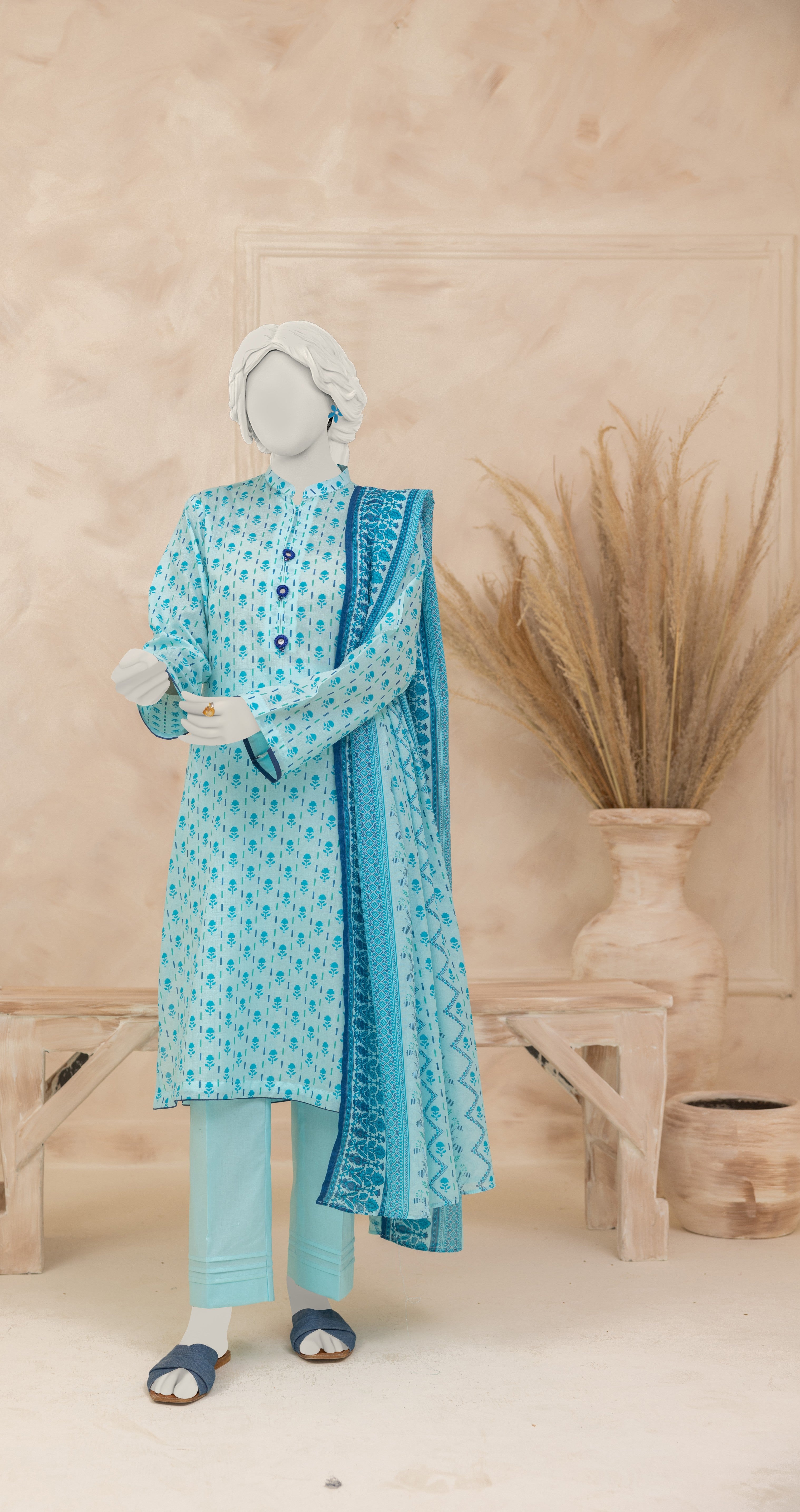 NUS3119 Digital Printed Lawn Suit - 3Pc