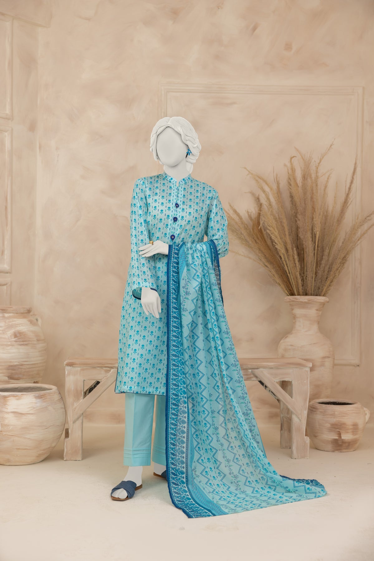 NUS3119 Digital Printed Lawn Suit - 3Pc