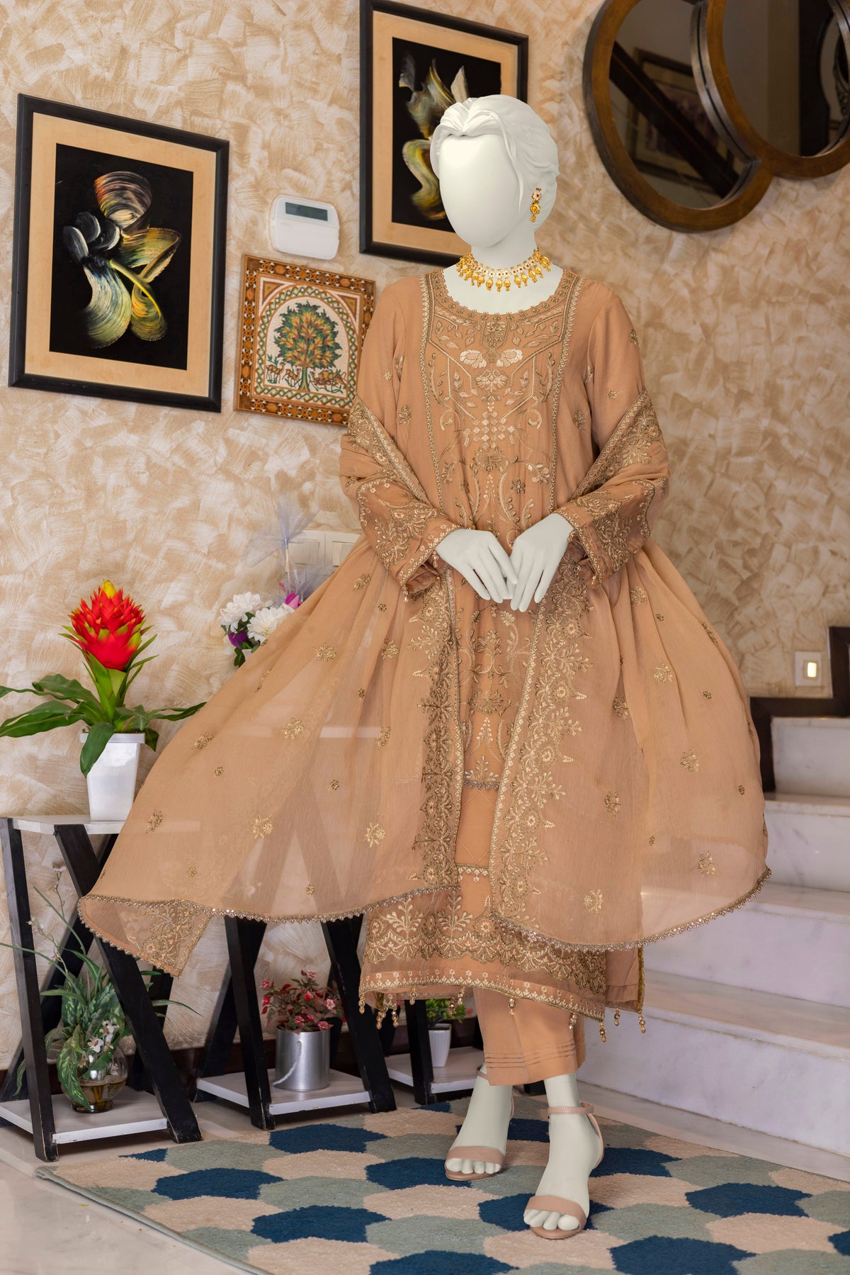 Ivory - Chiffon Unstitched Luxury 3Pc