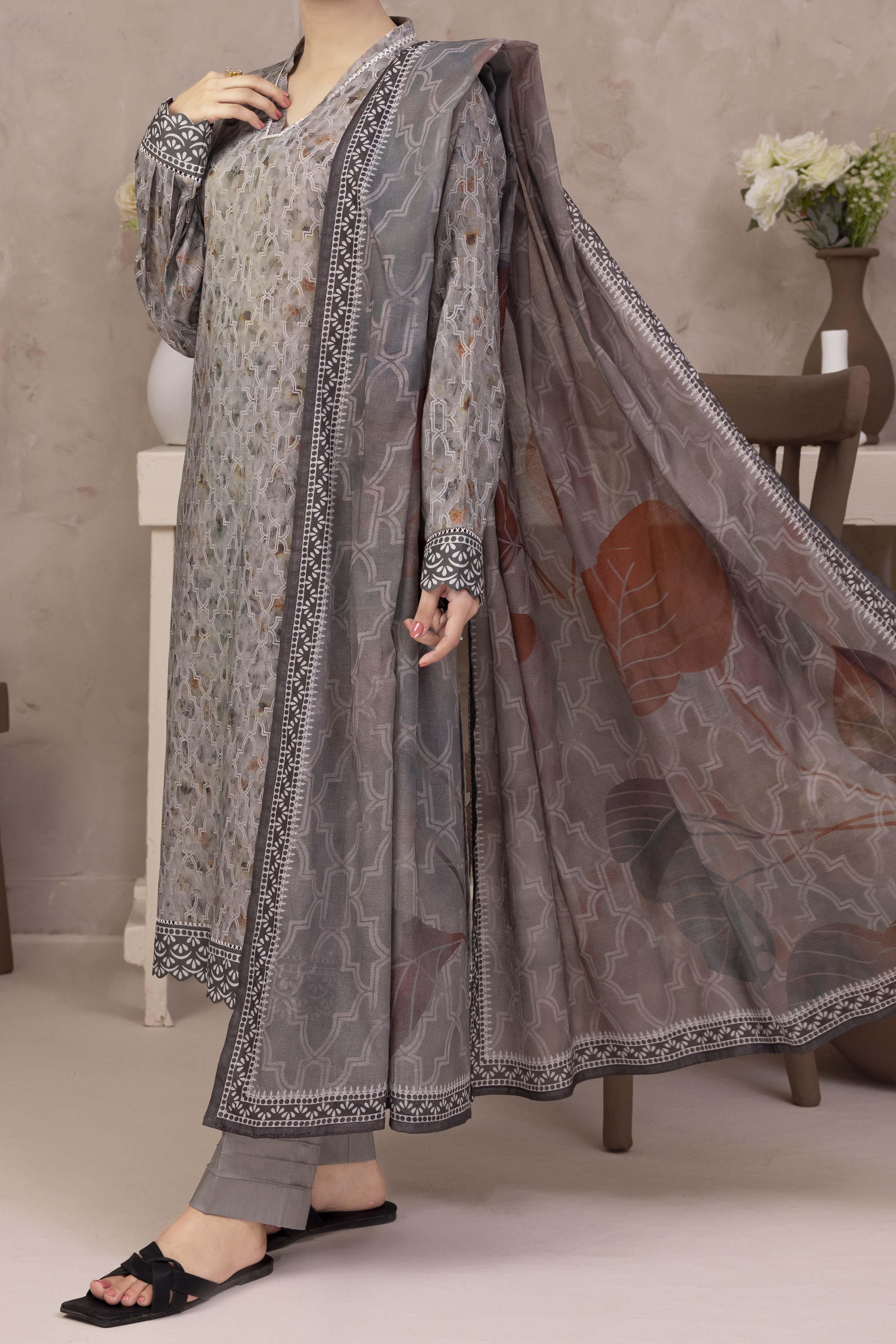NUSL3204 Printed Lawn Suit - Unstitched 3Pc
