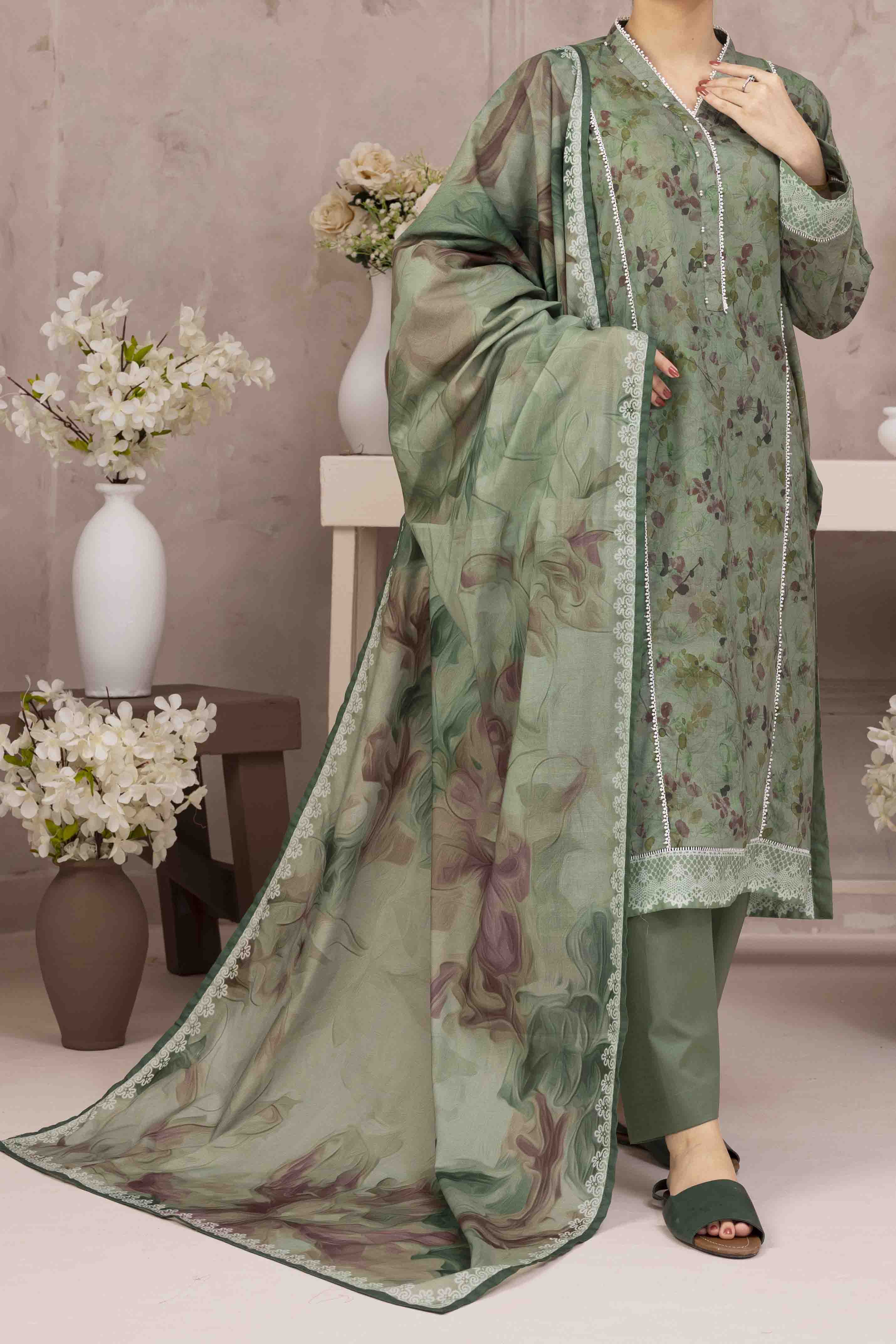 NUSL3203 Printed Lawn Suit - Unstitched 3Pc