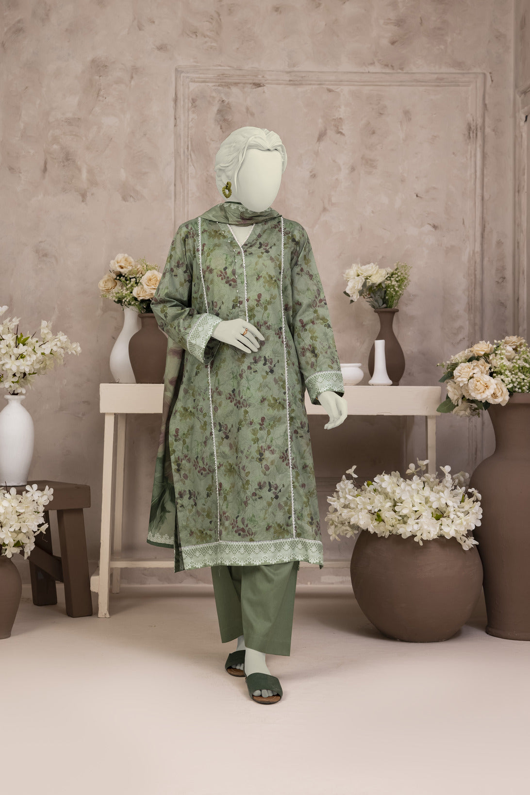 NUSL3203 Printed Lawn Suit - 3Pc