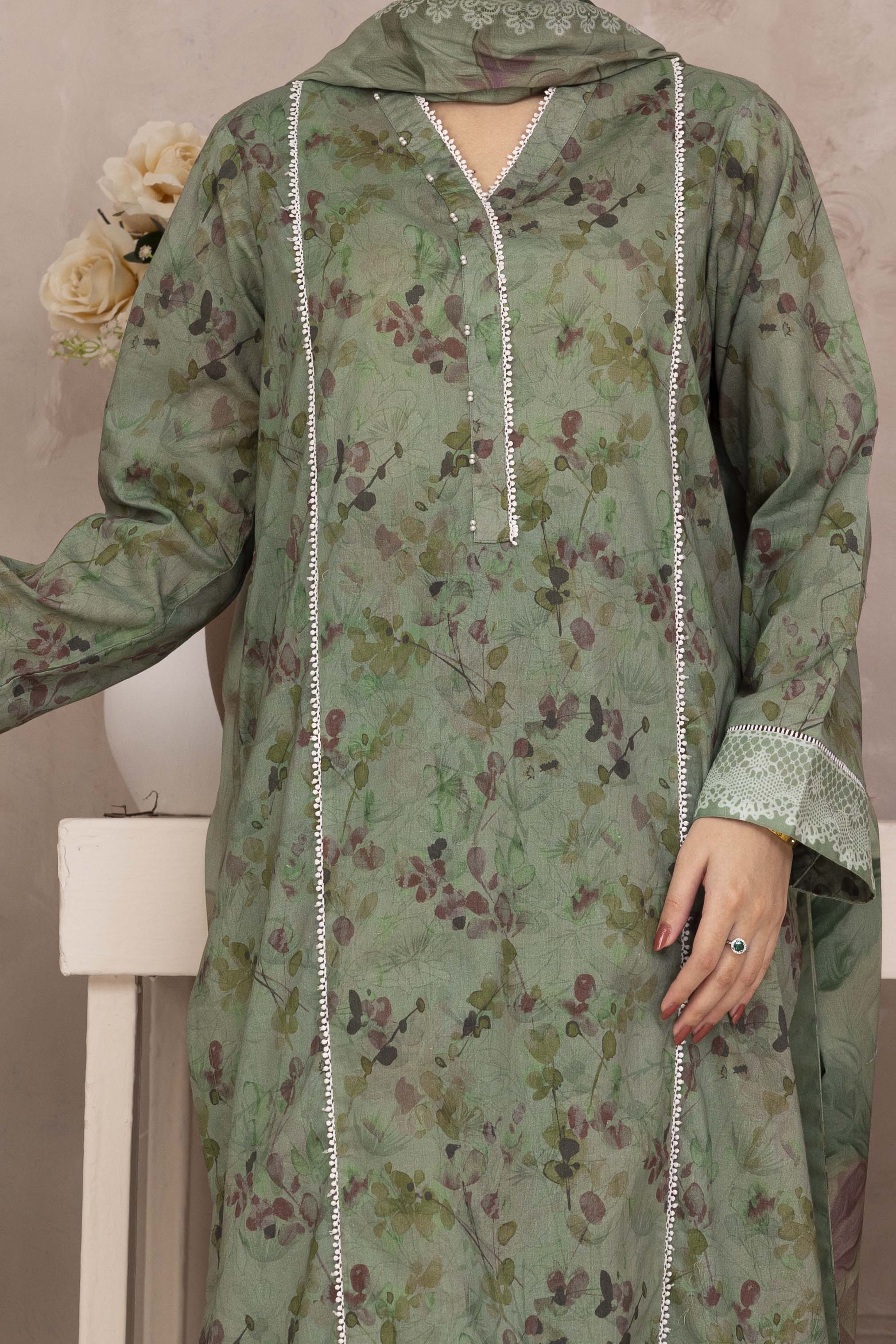 NUSL3203 Printed Lawn Suit - Unstitched 3Pc