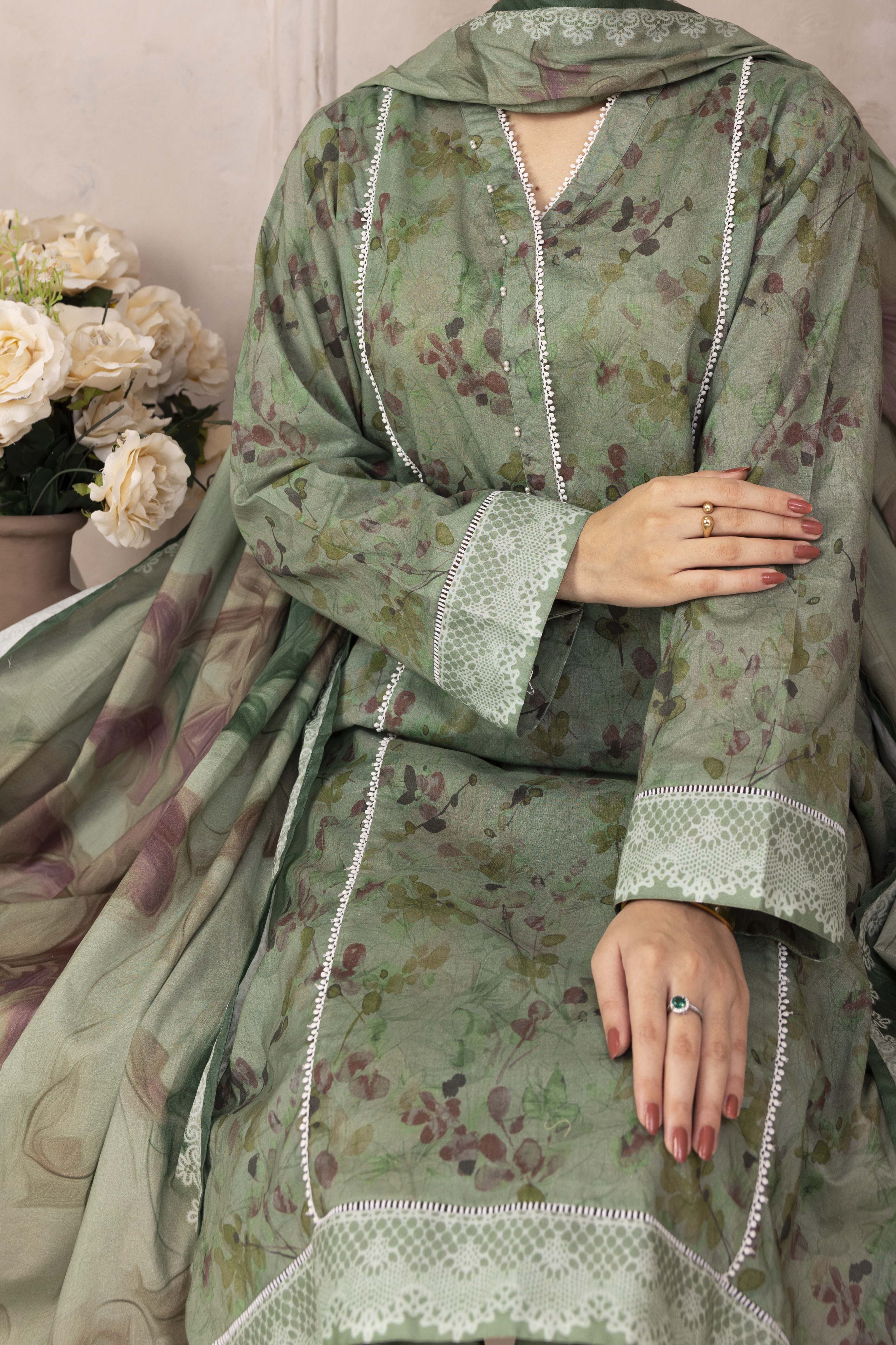 NUSL3203 Printed Lawn Suit - Unstitched 3Pc