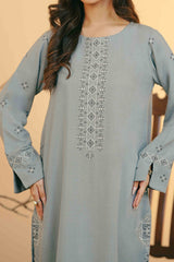 Embroidered Silk Karandi Suit - Stitched 2 PC - 2078