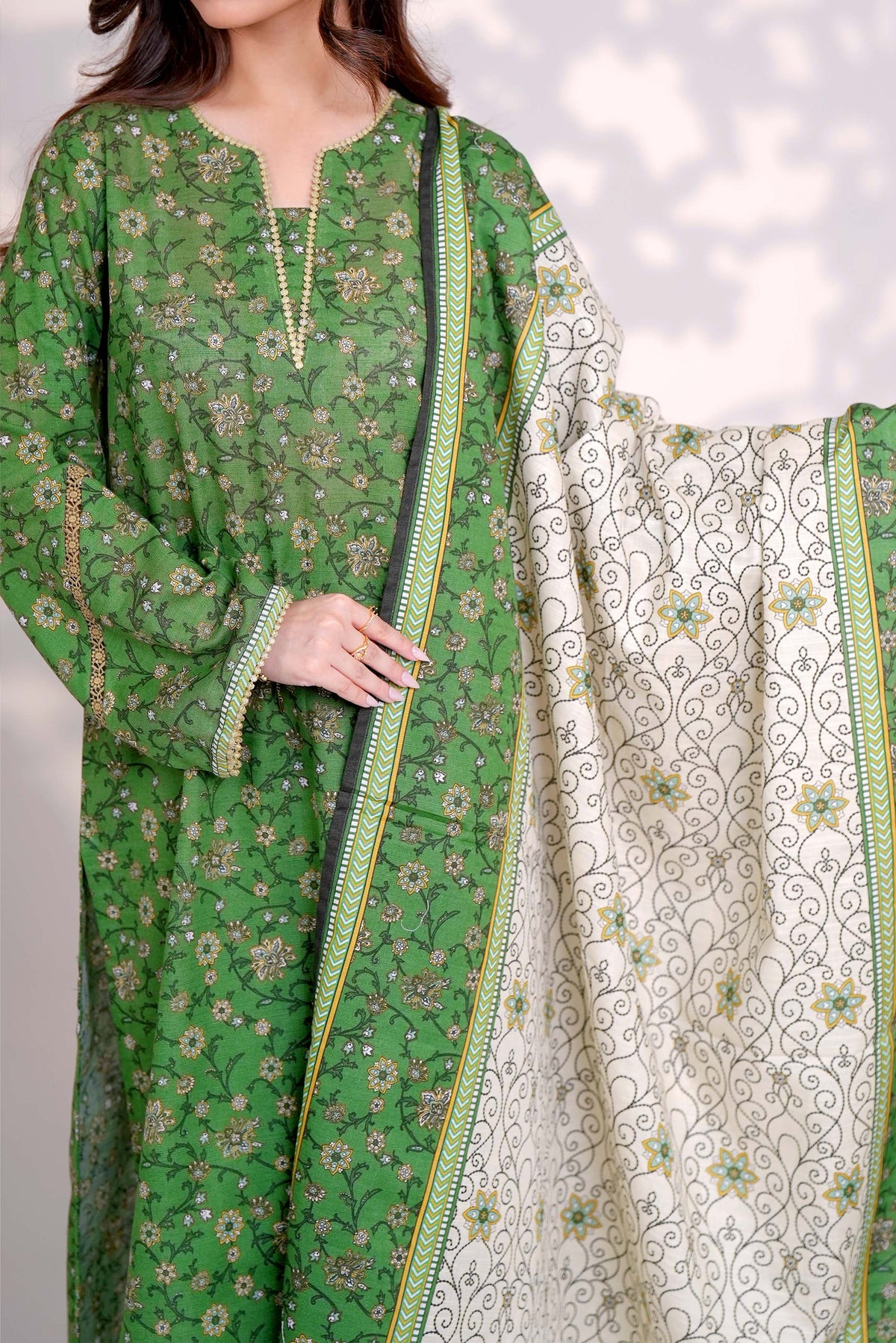 LUSH - Printed Unstitched Khaddar Suit (3 Piece) 3158