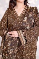 RAW UMBER - Printed Unstitched Khaddar Suit (3 Piece) 3166
