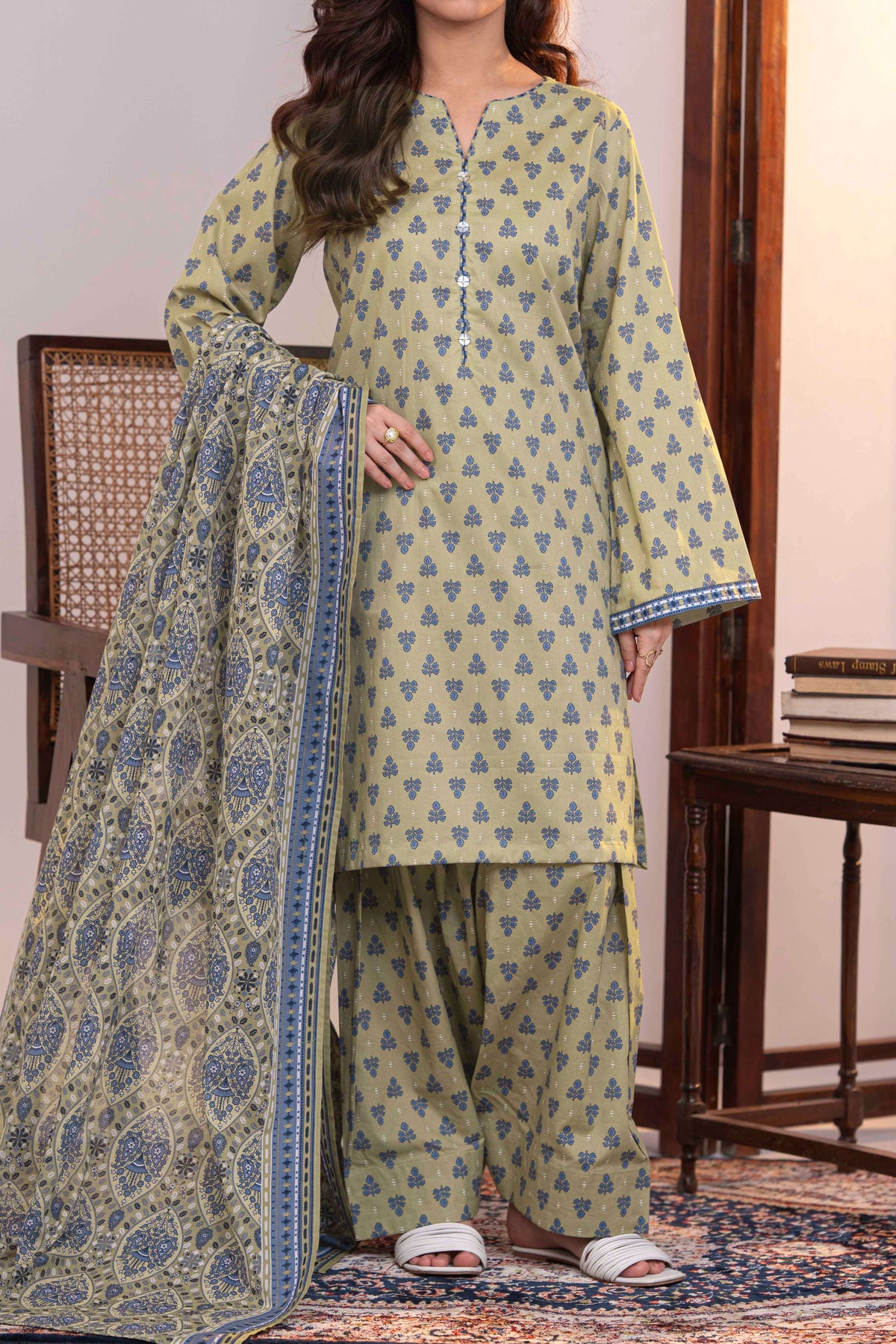 NUSLW3083 Printed Lawn Suit - Unstitched 3Pc