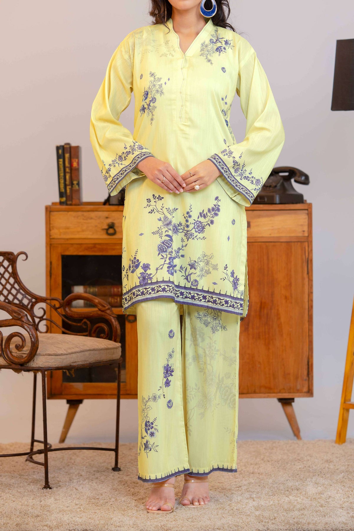 Npslr2102 Printed Raw Silk Lawn - Stitched 2Pc