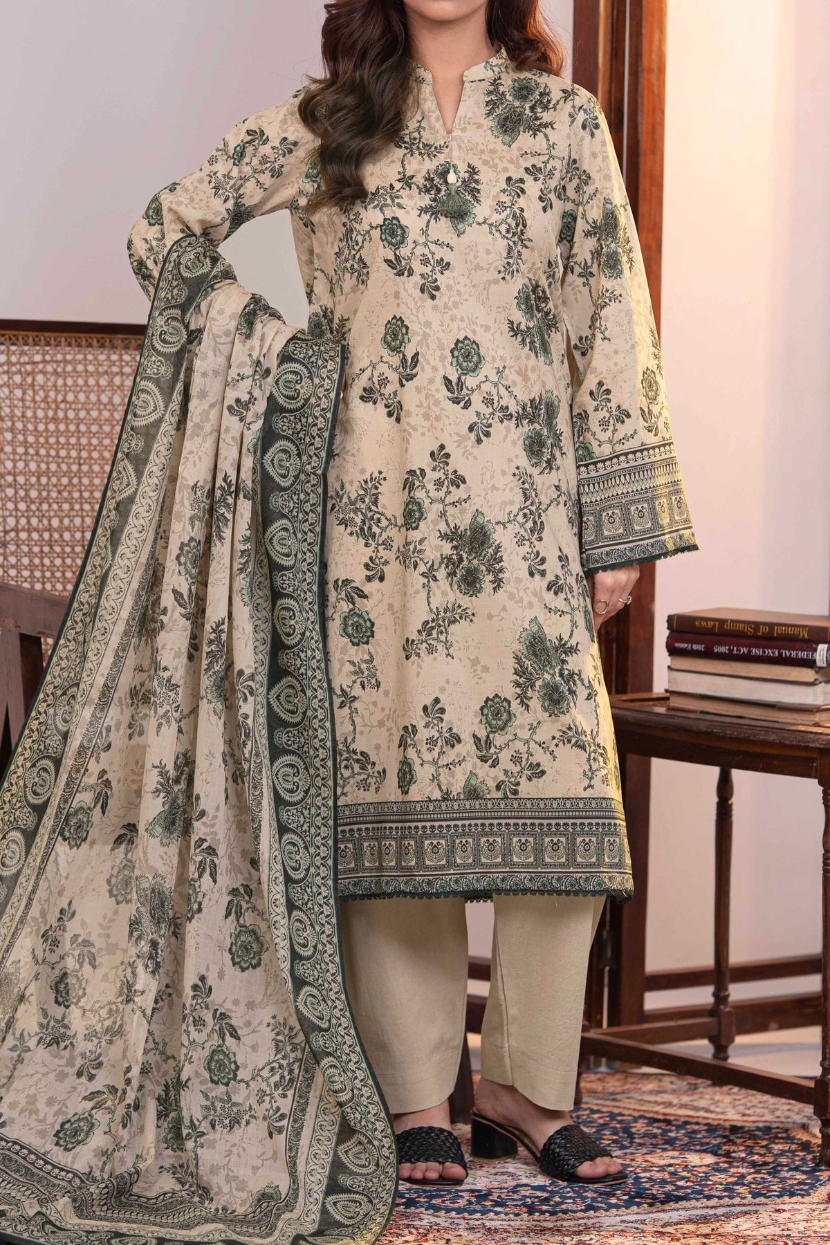 NUSLW3036 Printed Lawn Suit - Unstitched 3Pc