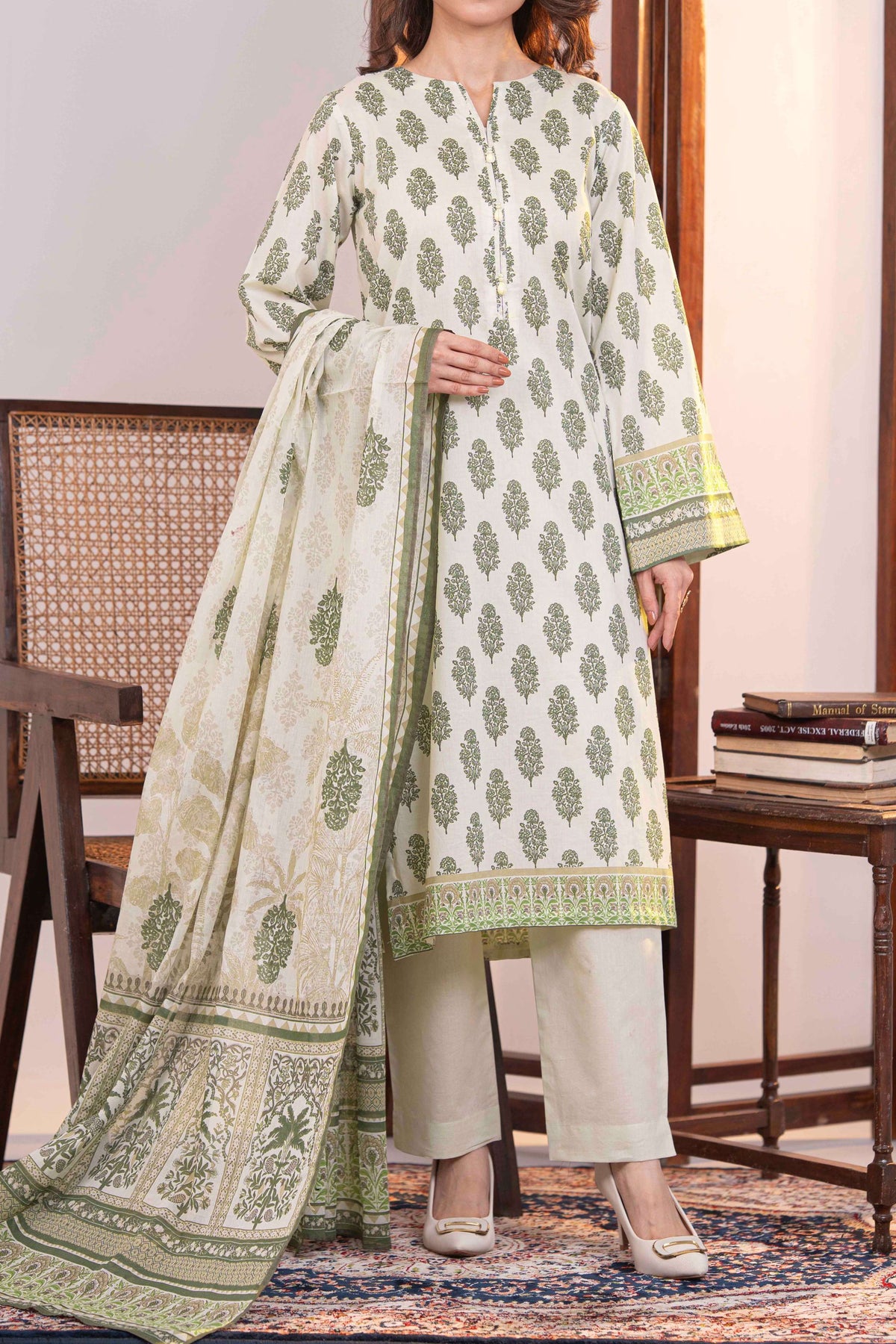 NUSLW3034 Printed Lawn Suit - Unstitched 3Pc