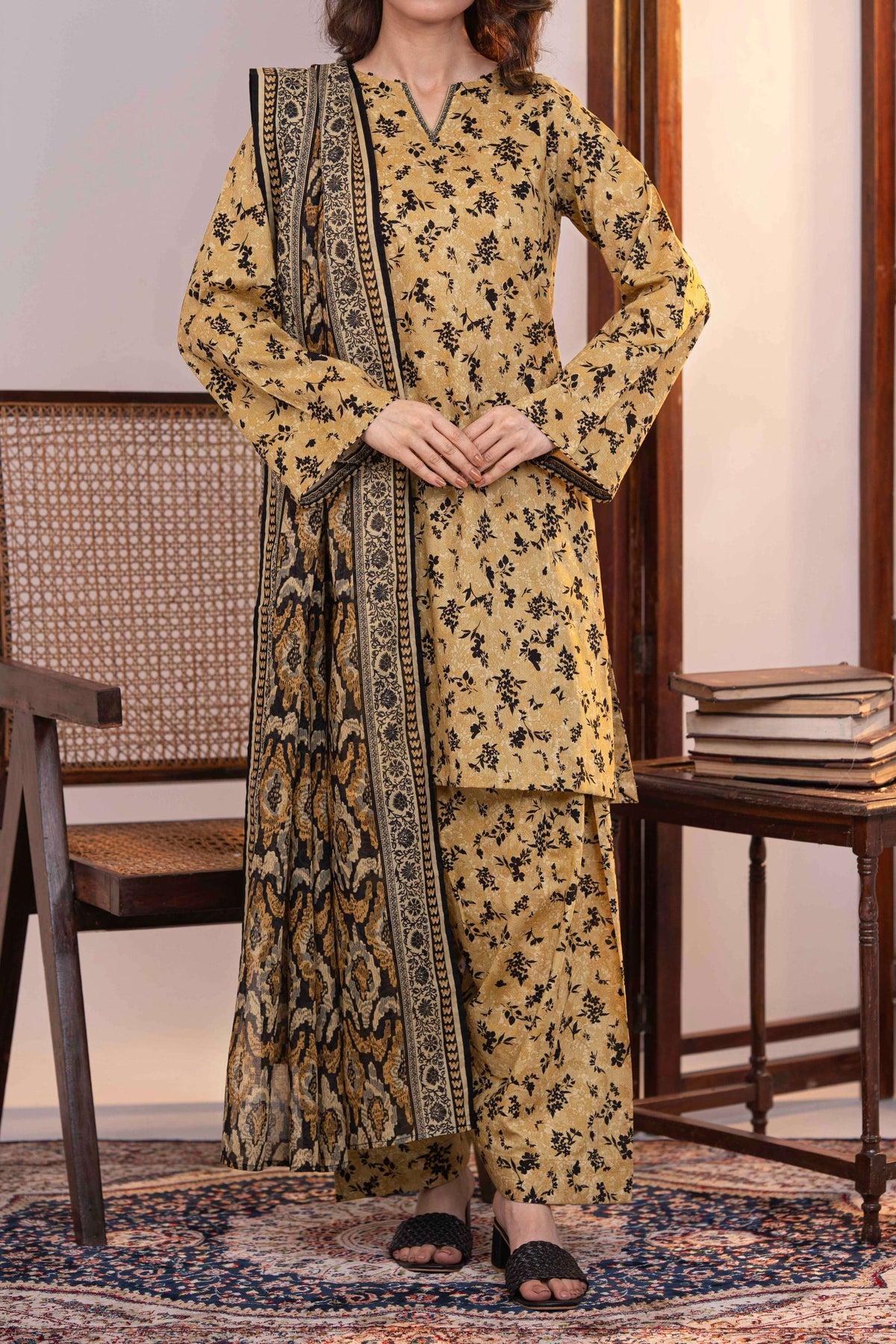 NUSLW3033 Printed Lawn Suit - Unstitched 3Pc