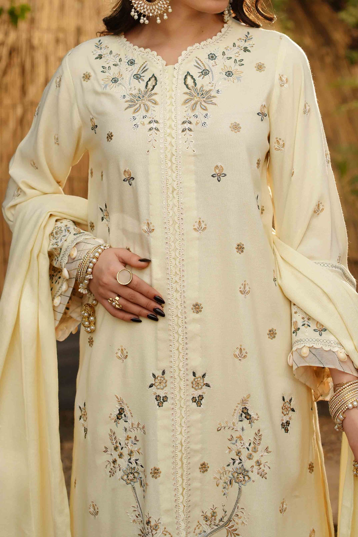 FLAVIA - Peach Embroidered (3Pcs) - 3211