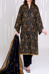 EBONY - Printed Unstitched Khaddar Suit (3 Piece) 3159