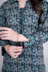 TEAL - Printed Unstitched Khaddar Suit (3 Piece) 3165