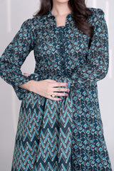TEAL - Printed Unstitched Khaddar Suit (3 Piece) 3165