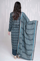 TEAL - Printed Unstitched Khaddar Suit (3 Piece) 3165
