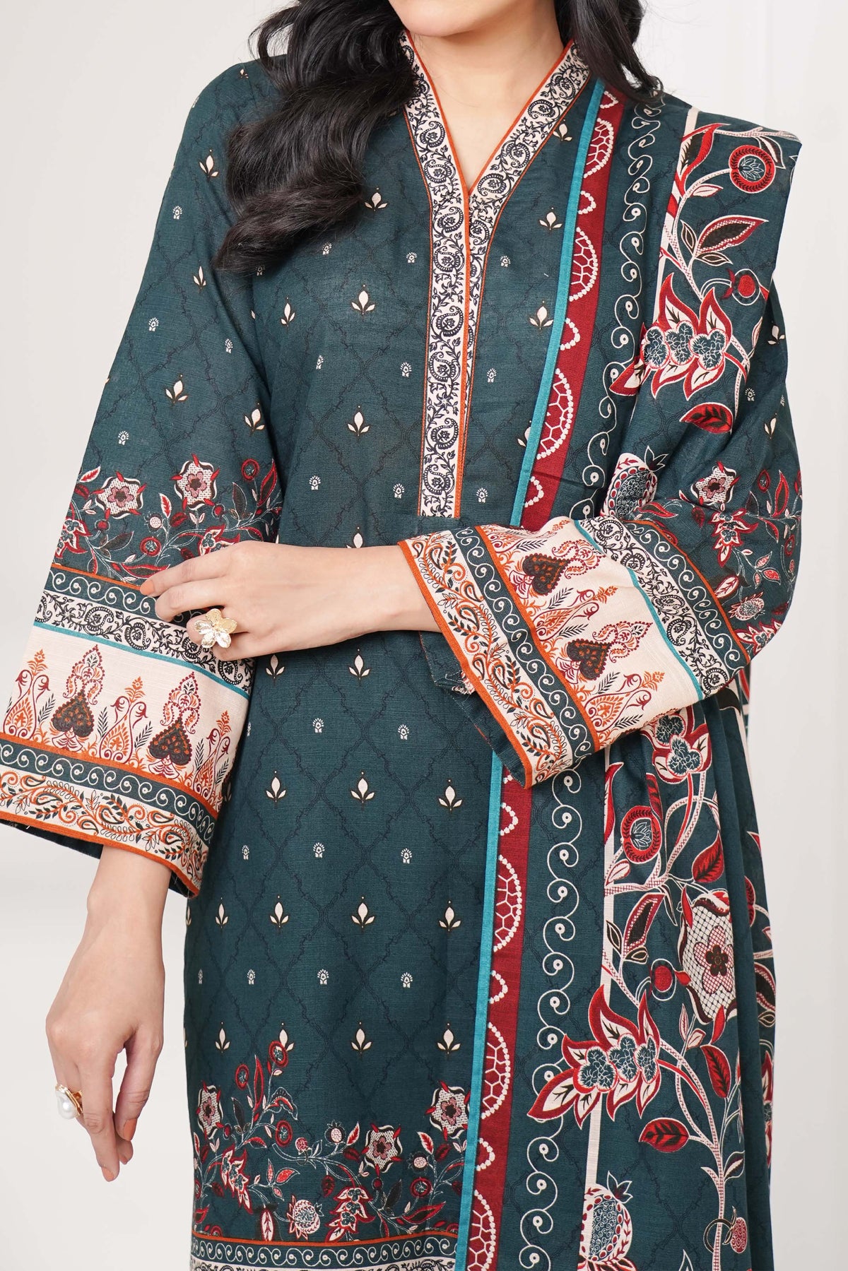PINE - Printed Unstitched Khaddar Suit (3 Piece) 3180