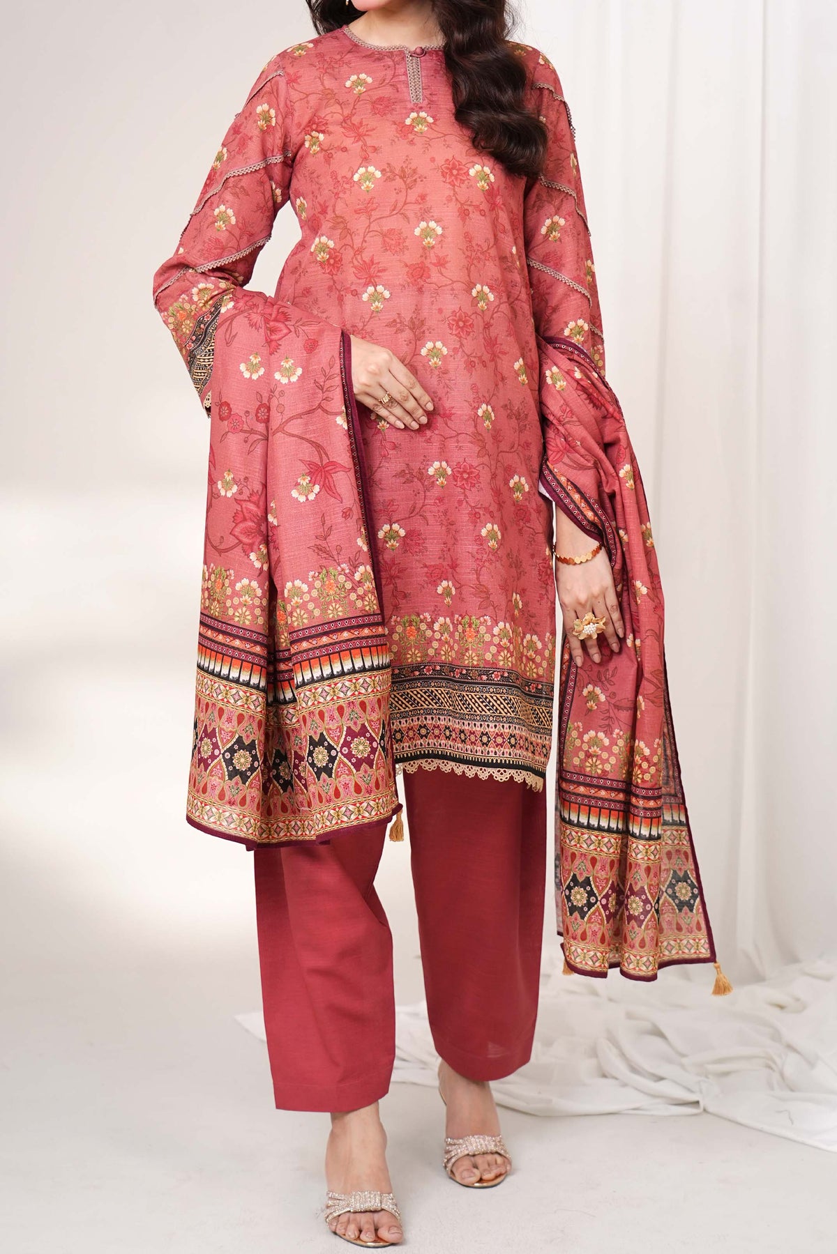 POM - Printed Unstitched Khaddar Suit (3 Piece) 3190