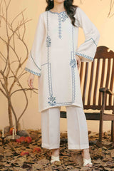 Embroidered Silk Karandi Suit - Stitched 2 PC - 2075