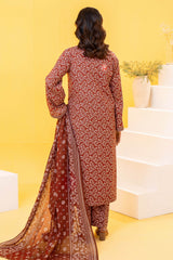 Maroon printed 3 piece lawn suit for women with lawn dupatta and cambric trouser
Printed lawn shirt in Maroon color for ladies