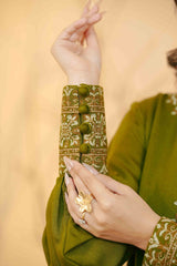 Embroidered Silk Karandi Suit - Stitched 2 PC - 2072