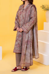 Unstitched 3Pc Printed Lawn Suit - NUSLW3068