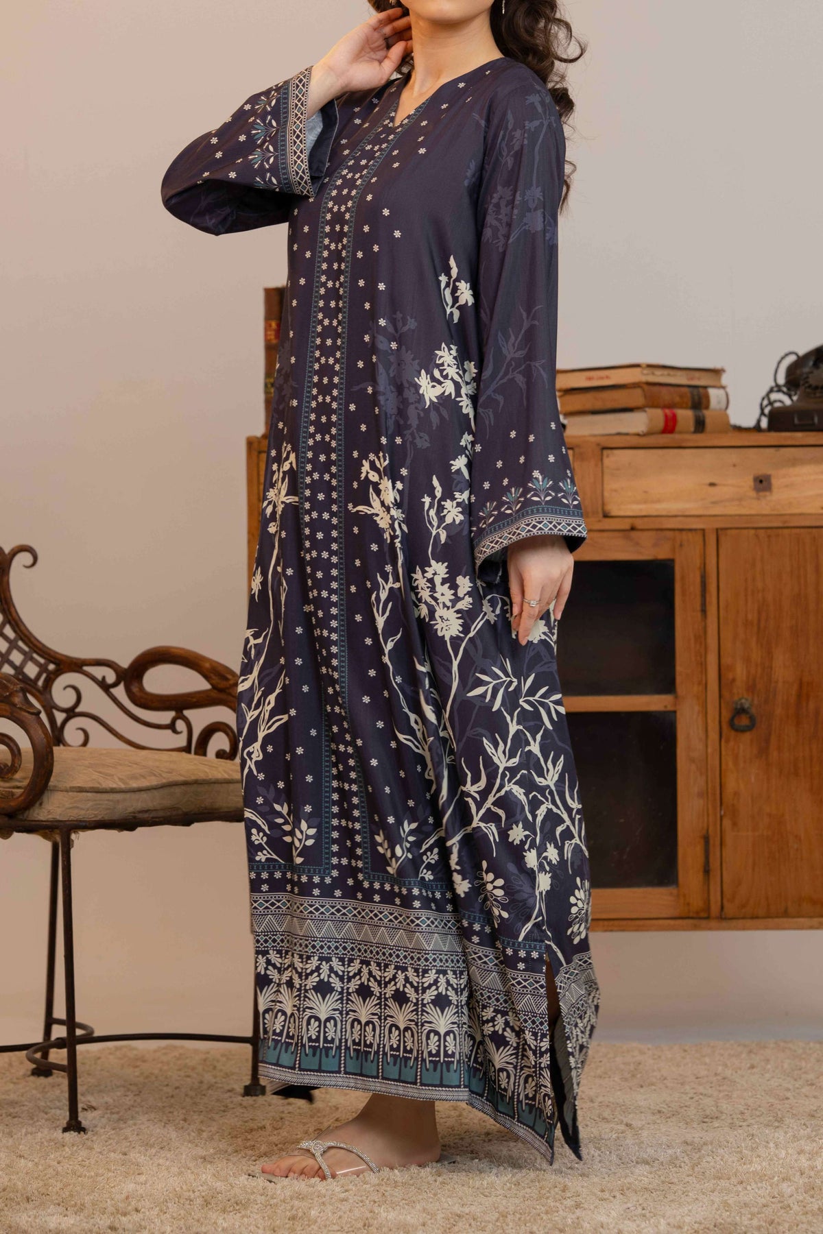 Npslr113 Printed Raw Silk Lawn - Stitched 1Pc