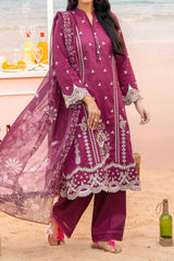 NUSLD3095 Dobby Embroidered Lawn Suit - Unstitched 3Pc