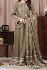 TAN - Unstitched Velvet Jacquard Suit (3 Piece) 3194