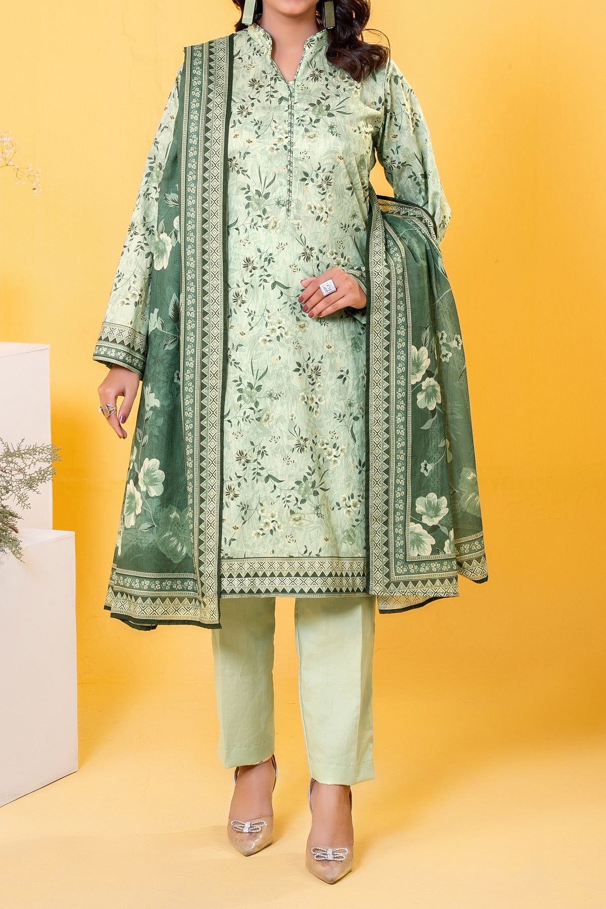 NUSLW3026 Printed Lawn Suit - Unstitched 3Pc