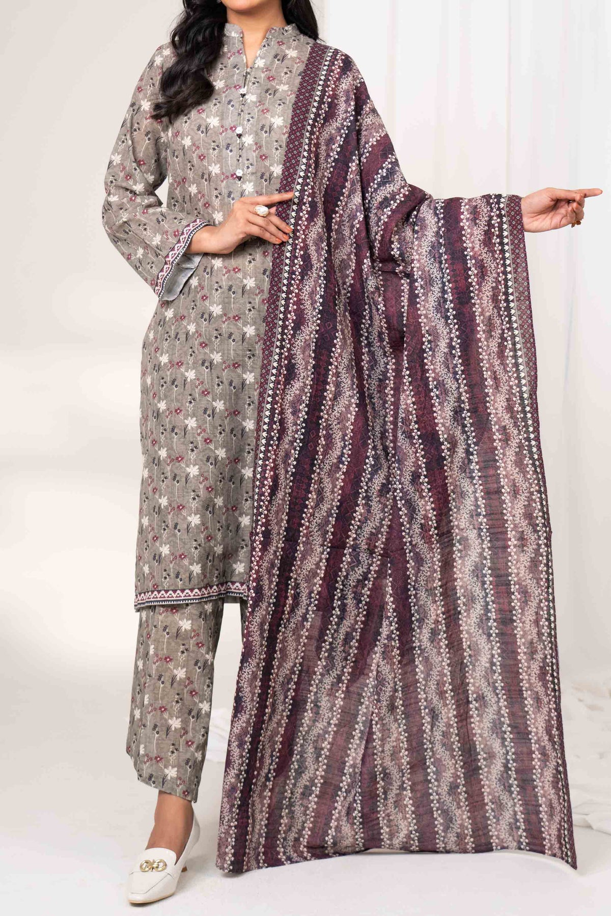 ASHY - Printed Unstitched Khaddar Suit (3 Piece) 3126