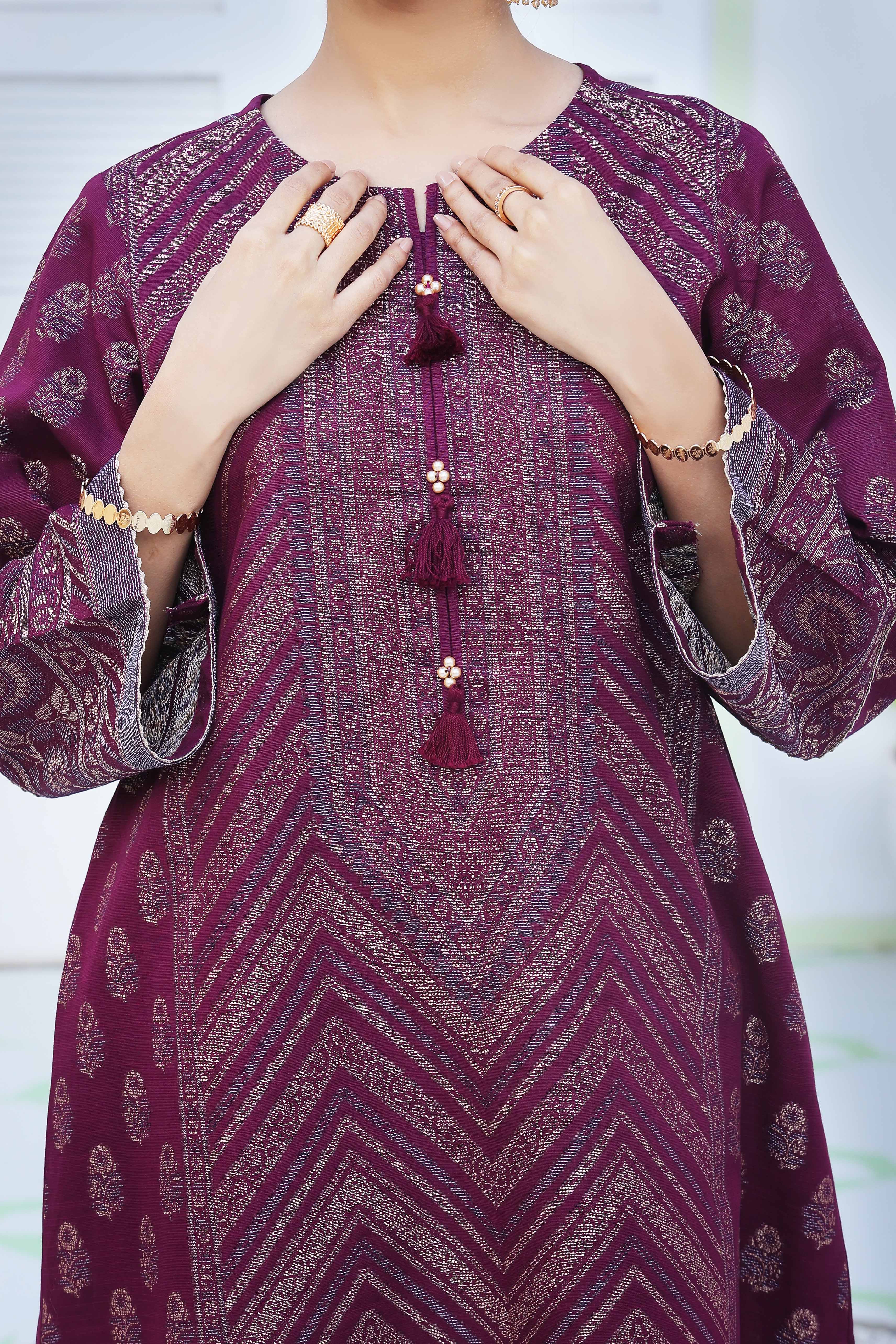 NUSJ3328 Jacquard Lawn Suit - Unstitched 3Pc