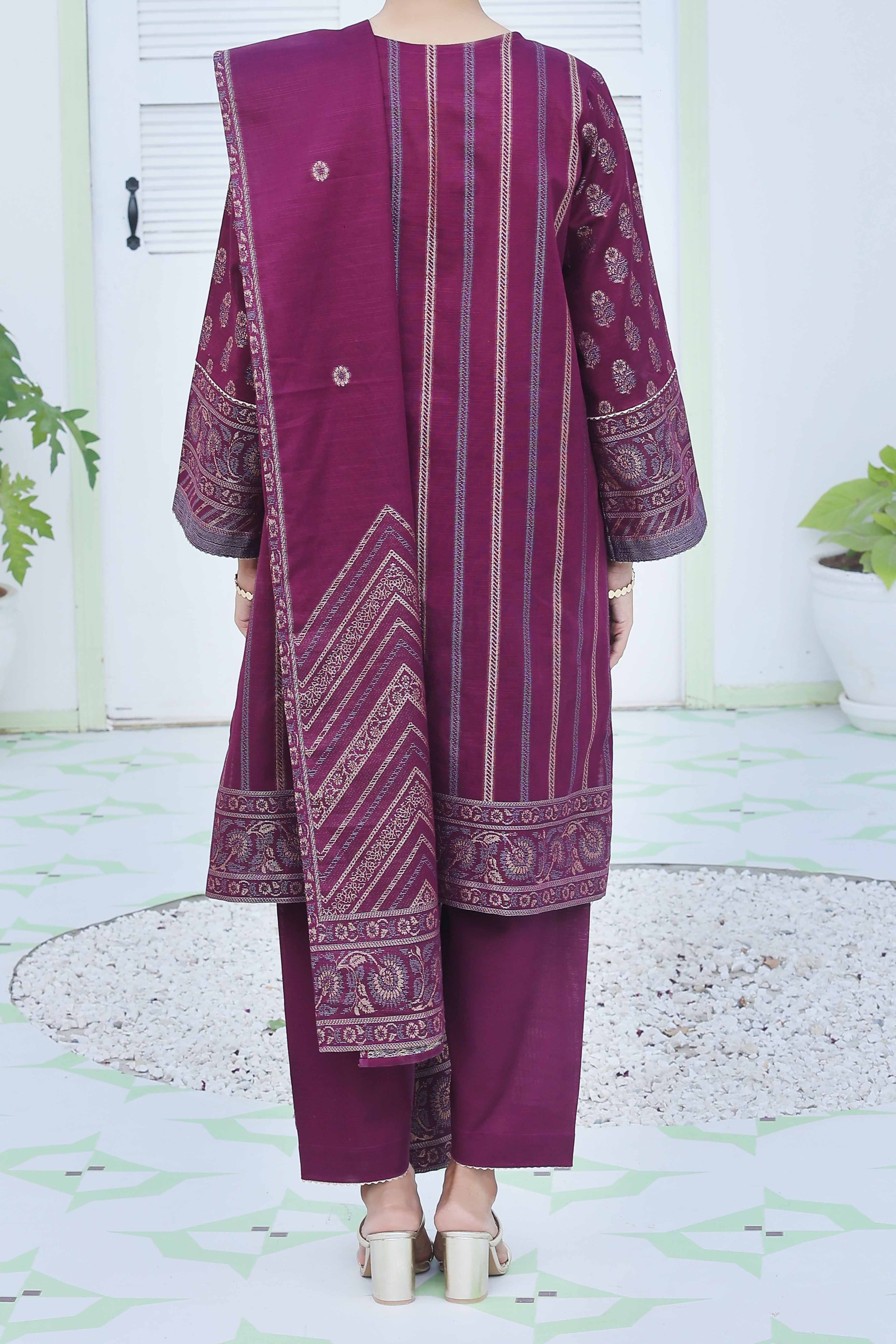 NUSJ3328 Jacquard Lawn Suit - Unstitched 3Pc