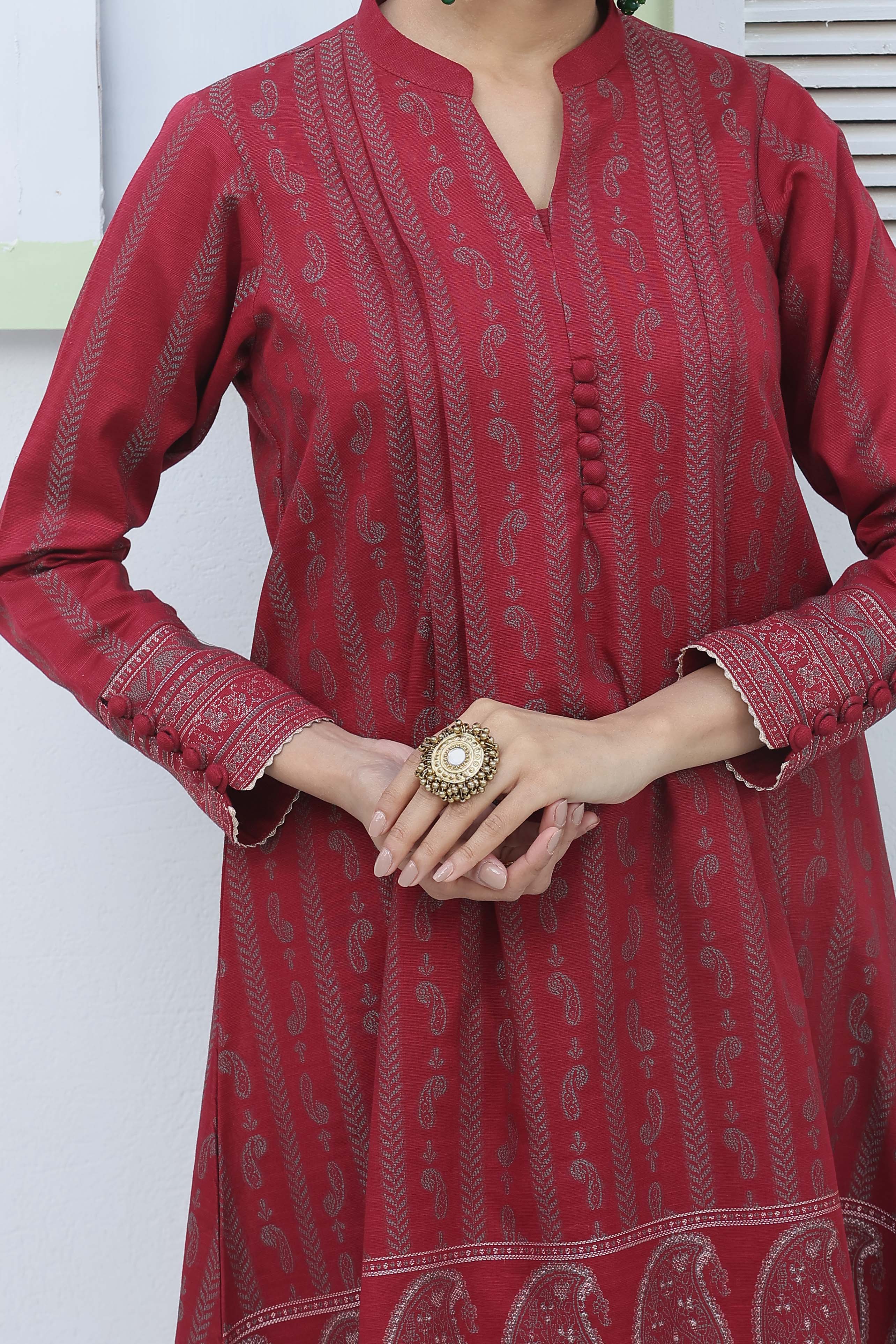 NUSJ3329 Jacquard Lawn Suit - Unstitched 3Pc