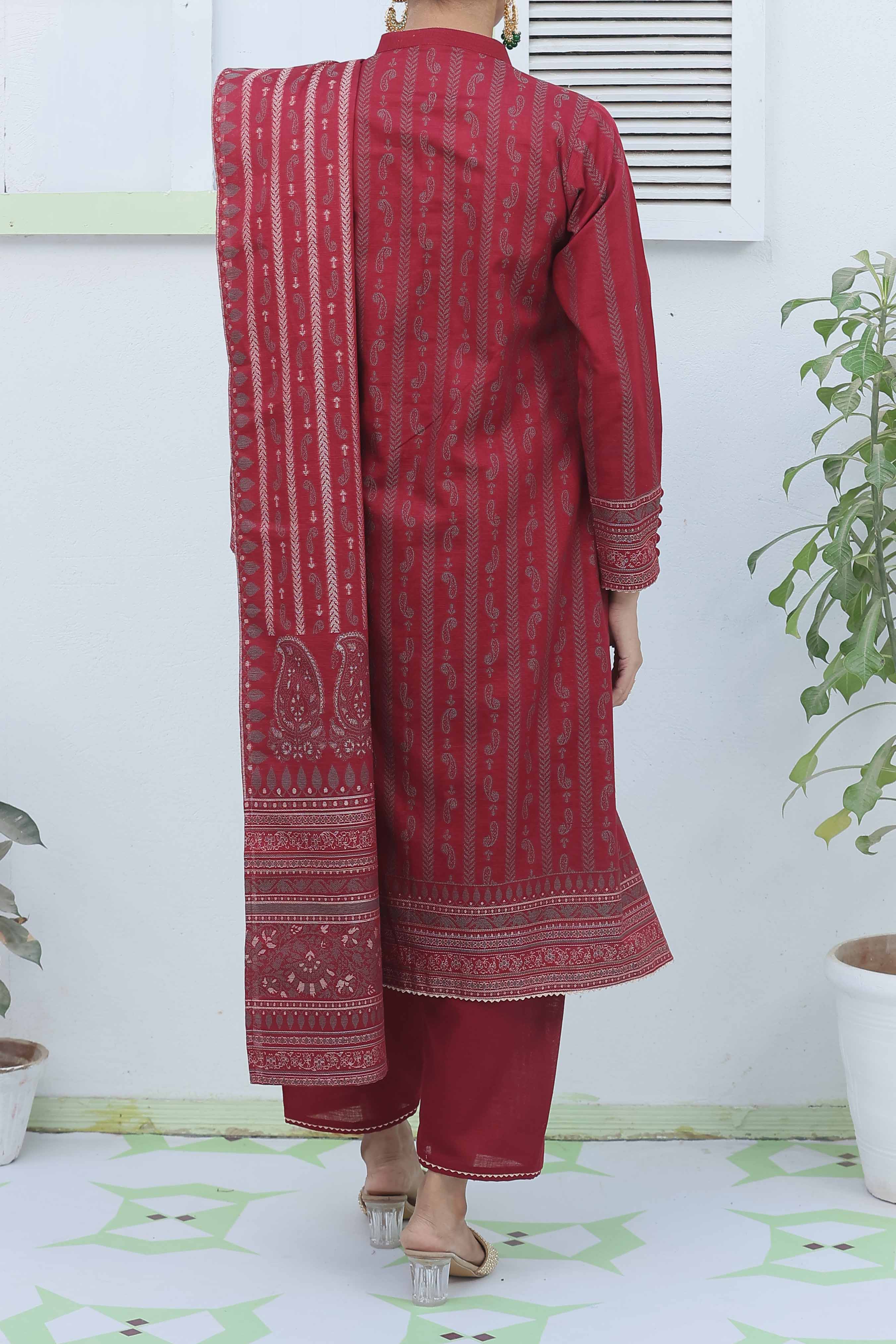 NUSJ3329 Jacquard Lawn Suit - Unstitched 3Pc