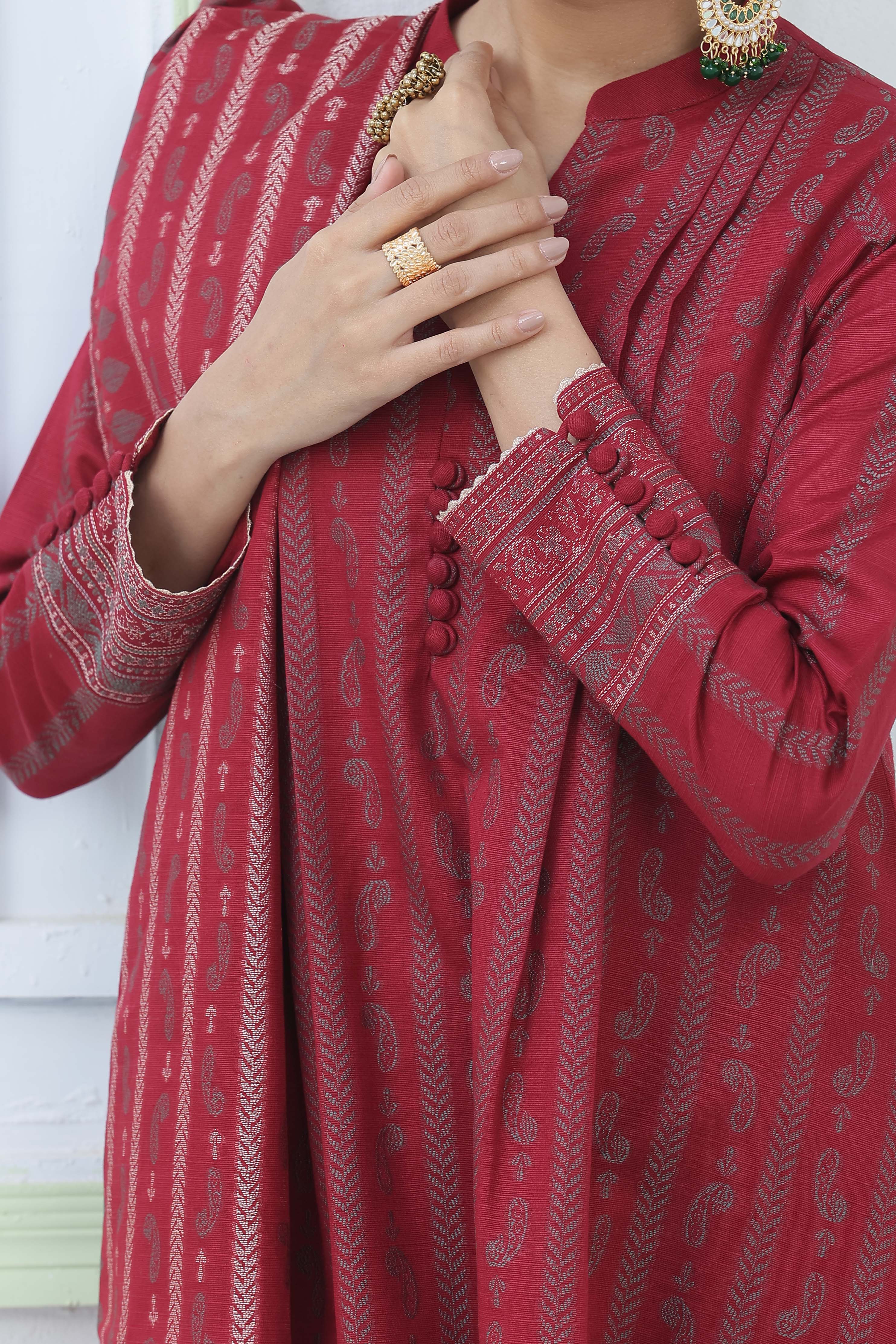 NUSJ3329 Jacquard Lawn Suit - Unstitched 3Pc