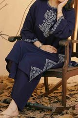 Embroidered Silk Karandi Suit - Stitched 2 PC - 2074