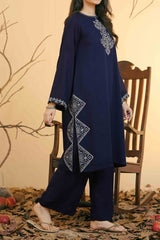 Embroidered Silk Karandi Suit - Stitched 2 PC - 2074