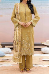NUSLD3094 Dobby Embroidered Lawn Suit - Unstitched 3Pc