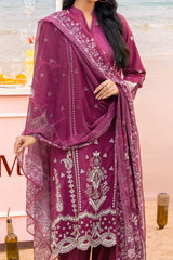 NUSLD3095 Dobby Embroidered Lawn Suit - Unstitched 3Pc