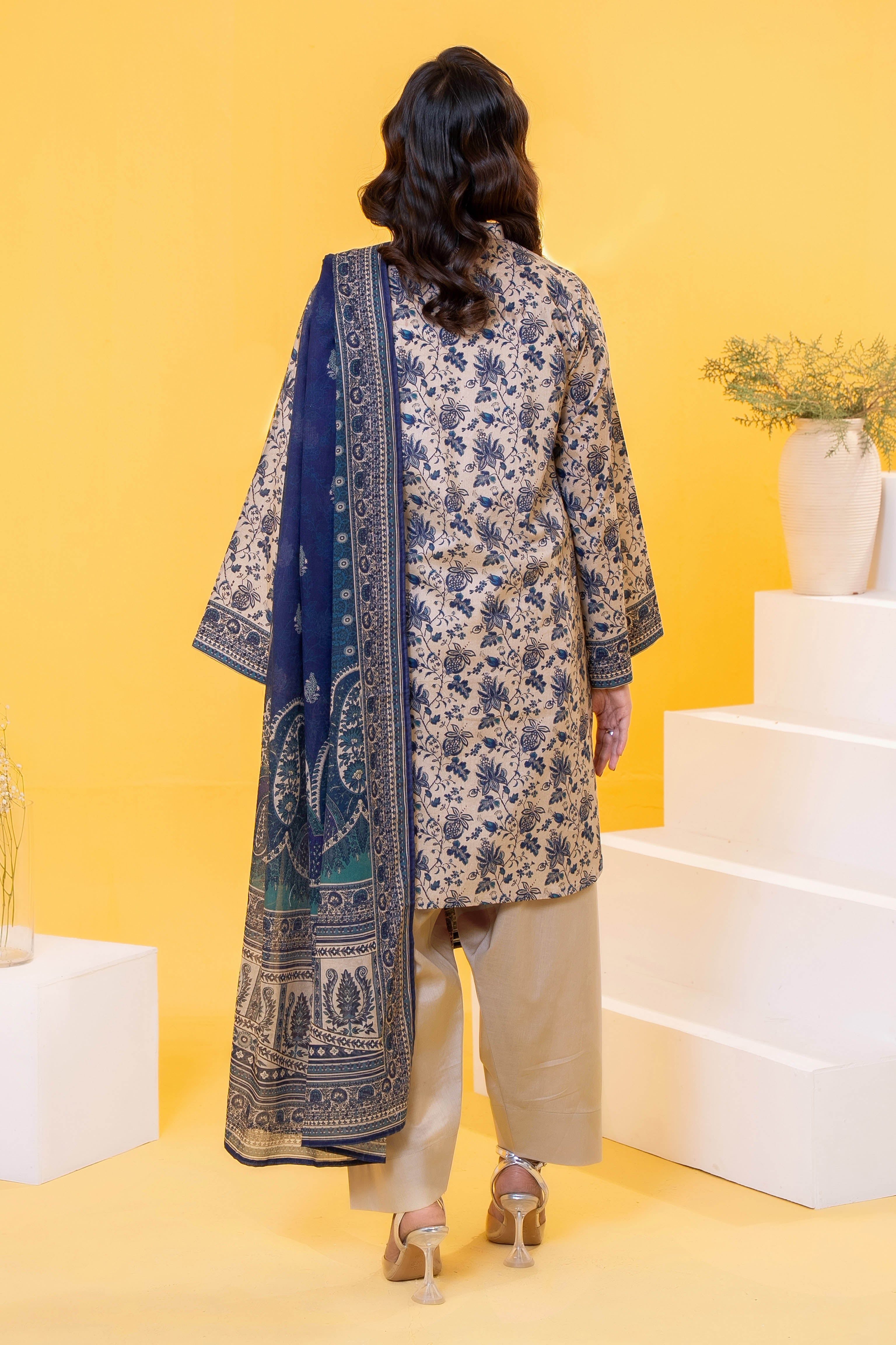  Printed Lawn Suit 3Pc with Printed Dupatta and Dyed Cambric Trouser